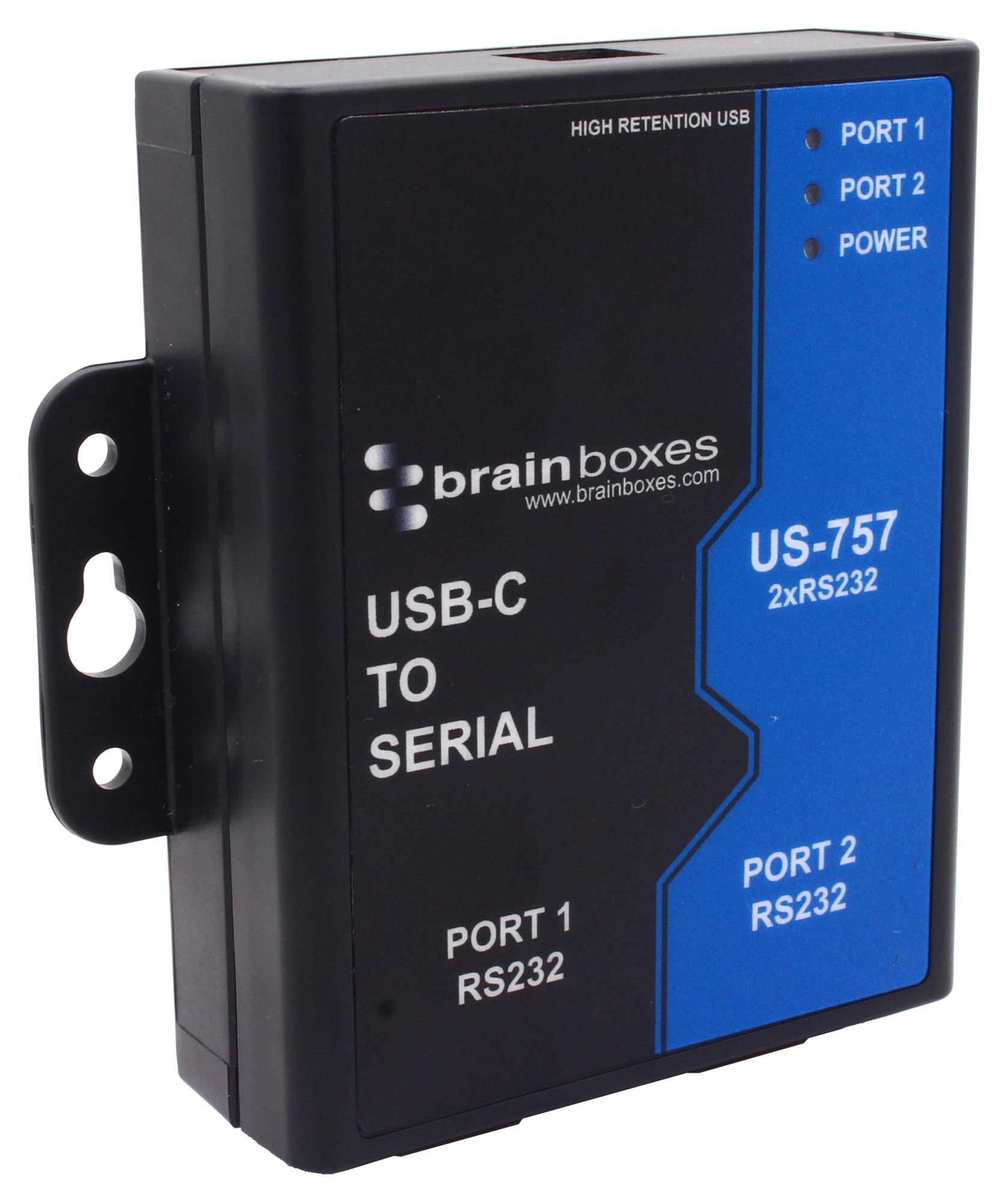 Brainboxes US757 – Reliable USB-C to 2 Port RS232 Serial for Industrial Applications