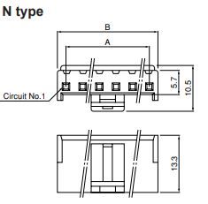 JST Series VH Connector: 7-Position 3.96mm Pitch VHR7NBK